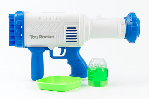 Toy Rocket Bubble Gun – White & Blue